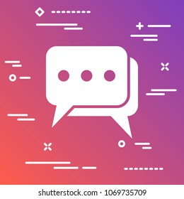 flat chat icon on modern colorful gradient background 