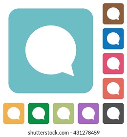Flat chat icons on rounded square color backgrounds.