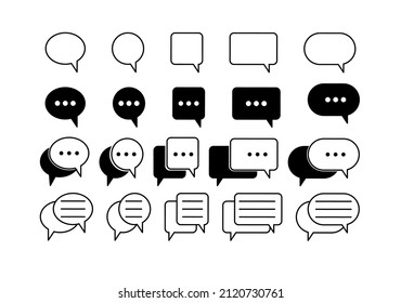 flat Chat and Speech Bubble icons Set isolated on White Background