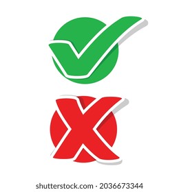 flat check mark and cross stickers
