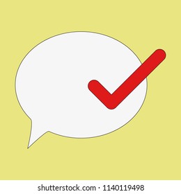 Flat Check message flat icon.