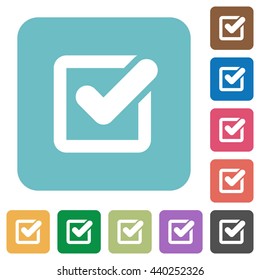 Flat checkbox icons on rounded square color backgrounds.