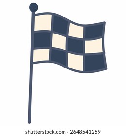 Flache karierte Rennfahne Symbol im gemütlichen handgezeichneten Stil, ideal für Motorsport, Rennspiel-Grafiken oder Speed-Themen kreative Projekte.