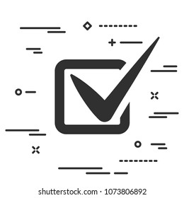 flat checklist  or tick icon on a white background