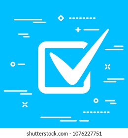 flat checklist  or tick icon on a blue background