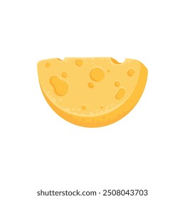 Flat cheese. Delicious dairy product, fresh farm market good. Italian or french cuisine, white and yellow cheese, decent vector icon on white background