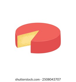 Flat cheese. Delicious dairy product, fresh farm market good. Italian or french cuisine, white and yellow cheese, decent vector icon on white background