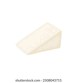 Flat cheese. Delicious dairy product, fresh farm market good. Italian or french cuisine, white and yellow cheese, decent vector icon on white background