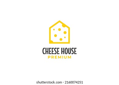Flat cheese house logo design vector template illustration