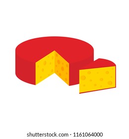  Flat cheese isolated on white background. Vector illustration