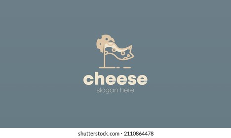 Flat Cheese Logo Design Concept Template Vector. Food Business Logo Template Vector.