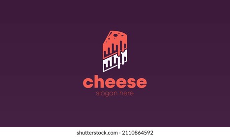 Flat Cheese Logo Design Concept Template Vector. Food Business Logo Template Vector.