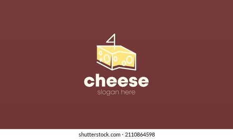 Flat Cheese Logo Design Concept Template Vector. Food Business Logo Template Vector.