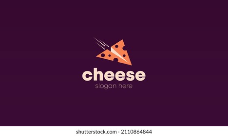Vector de plantilla de diseño de logotipo de queso plano. Vector de plantilla de logotipo para empresas alimentarias.