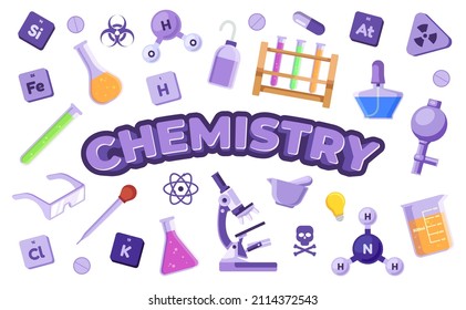 Flat chemistry icon with rounded corner style isolated on white background