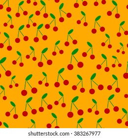 Flat cherry back pattern seamless orange