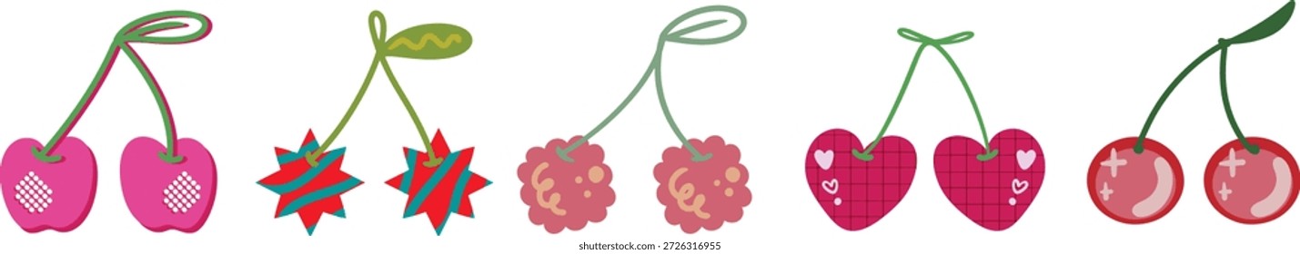 Flache Kirschfrucht Illustration mit bunten dekorativen Stil