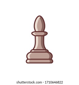 Flat chess Bishop piece icon isolated on white background. Board game. Black silhouette. Vector illustration.