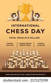 flat chess competition poster illustration for international chess day