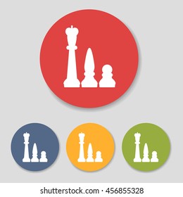 Flat chess figures icons set vector illustration
