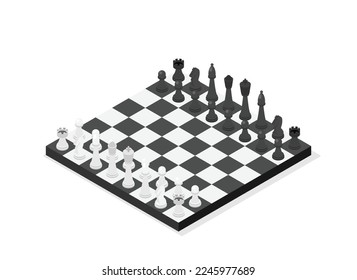 Flat chess isometric. game isometric series