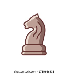 Flat chess Knight Horse piece icon isolated on white background. Board game. Black silhouette. Vector illustration.