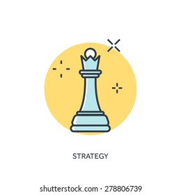 Flat chess lined figure. Strategy concept background.