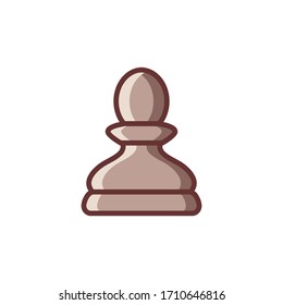 Flat chess Pawn piece icon isolated on white background. Board game. Black silhouette. Vector illustration.
