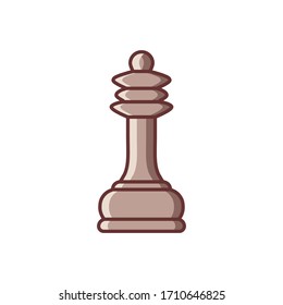 Flat chess Queen piece icon isolated on white background. Board game. Black silhouette. Vector illustration.