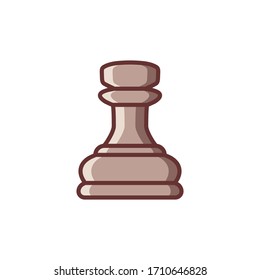 Flat chess Rook piece icon isolated on white background. Board game. Black silhouette. Vector illustration.