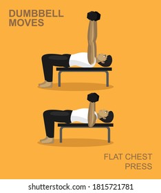 Flat Chest Press Dumbbell Moves Manga Gym Set Illustration