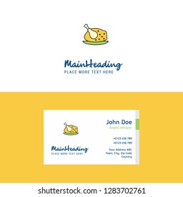 Flat Chicken meat Logo and Visiting Card Template. Busienss Concept Logo Design