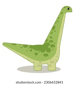 Flat in childish, cartoon style image of a funny, cute dinosaur, dragon