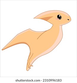 Flat in childish, cartoon style image of a funny, cute pterodactyl, dragon