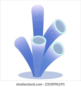 Flat in childish, cartoon style image of coral reef element