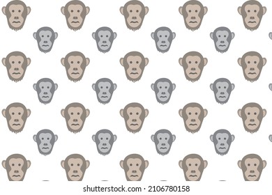 Flat Chimpanzee Head Pattern Background