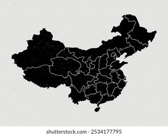 China Vintage mapa de iconos. Mapa de Antiguas China con regiones aisladas sobre fondo blanco.