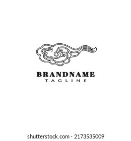 Flache chinesische Wolken Logo-Cartoon-Symbol-Design-Vorlage schwarz, moderne einzelne Vektorgrafik