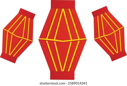 Flat Chinese Lampion Red Vector