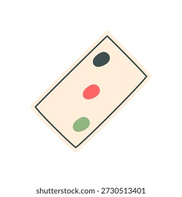 Peça plana chinesa da telha do mahjong do jogo de tabuleiro. Jogo de azulejos mínimo com elementos de estratégia de quebra-cabeça. Hobby divertido para atividade de mesa, estilo limpo, perfeito para conceitos de lazer ou recreação.