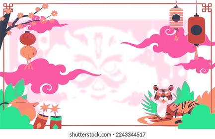 Flat chinese new year 2023 background vector