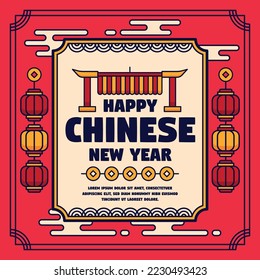 flat chinese new year background