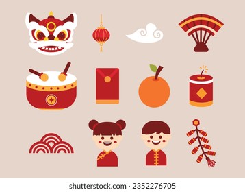 Flat Chinese New Year Element Set