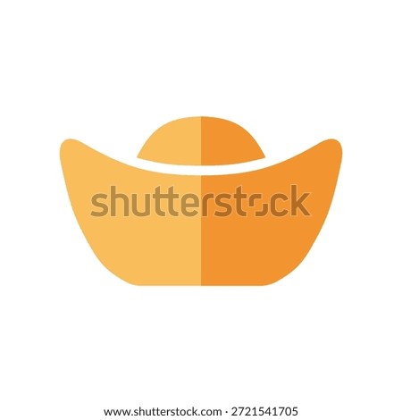 Flat Chinese New Year gold ingot icon symbolizing wealth, prosperity, and good fortune.