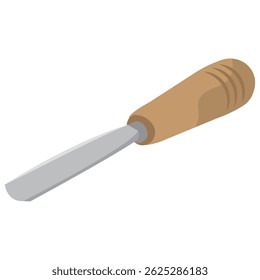 Flat chisel with wood grip. Vector illustration