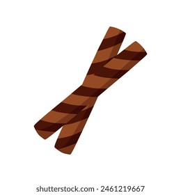 Flat Chocolate Astor Wafer Stick Roll for Eid Al Fitr Flat Doodle Icon Logo. Cartoon vector illustration isolated on white background