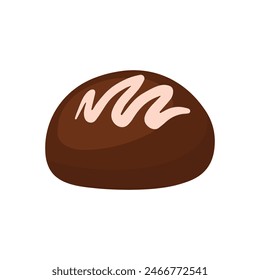 Flat Chocolate bonbon ball in dark choco for chocolate day and Valentine gift. Vector illustration animated cartoon candy flat icon collection isolated on transparent background