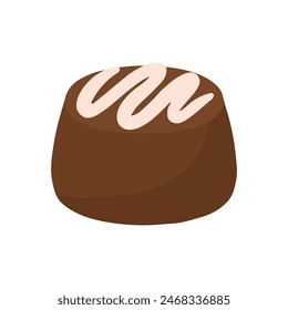 Flat Chocolate bonbon ball in dark choco for chocolate day and Valentine gift. Vector illustration animated cartoon candy flat icon collection isolated on transparent background