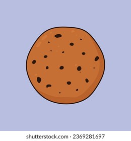 Flat Chocolate Chip Cookie Illustration Vector Icon