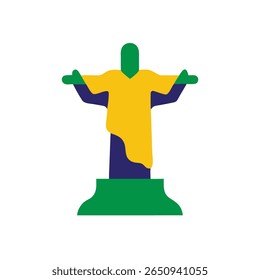 Estátua plana do Cristo Redentor no Brasil com cores verde-amarelas azuis no Brasil